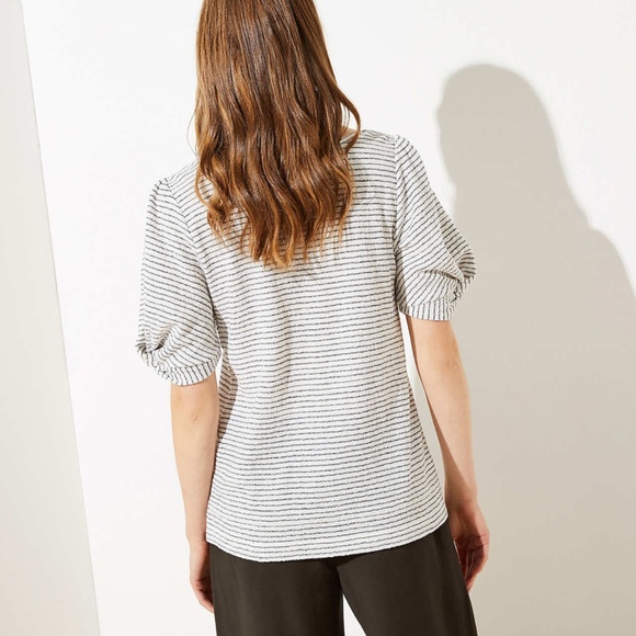Loft: Striped Puff Sleeve Tee (NWT) - Picture 3 of 3